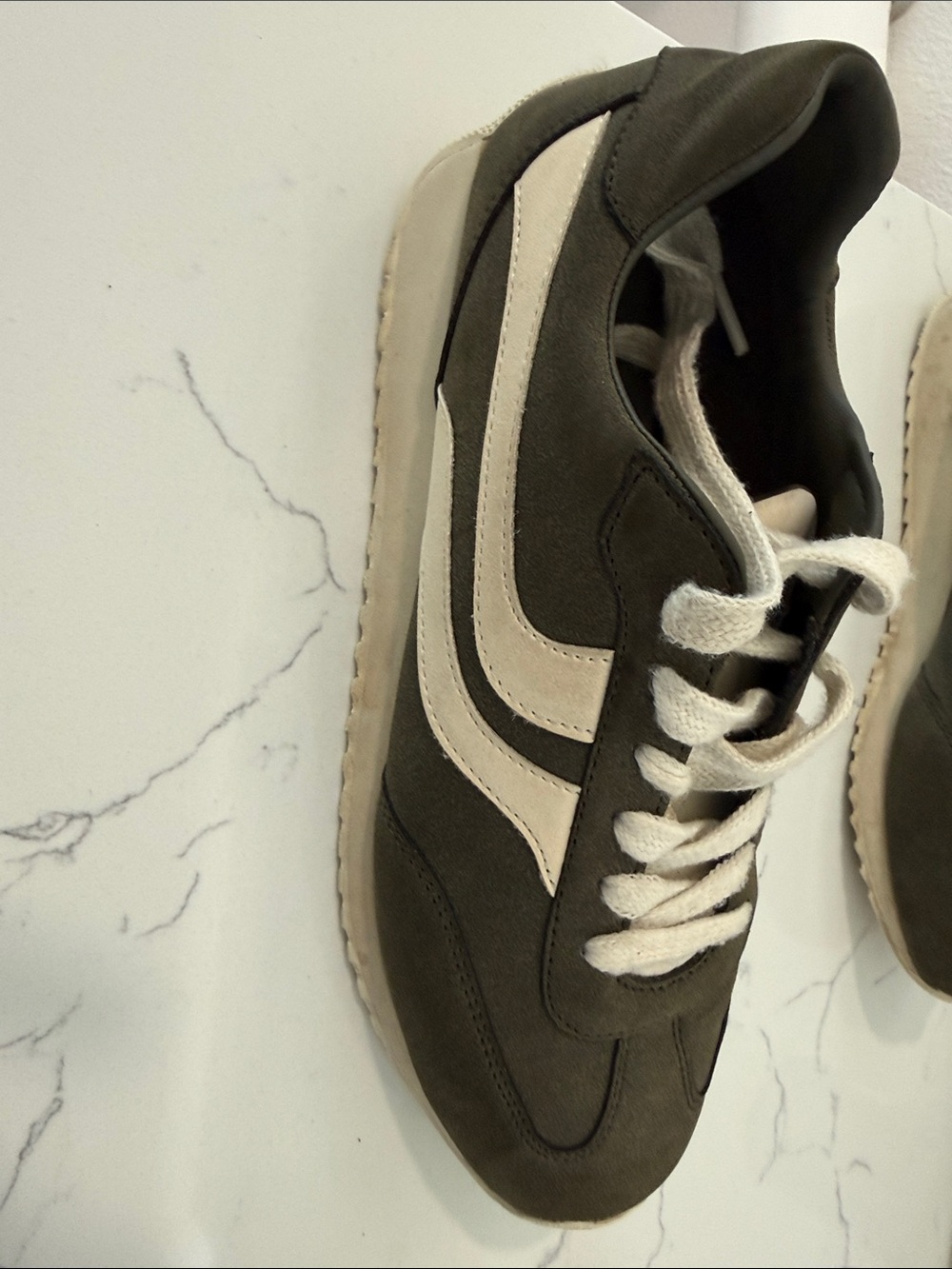 Banana Republic Factory Olive Green and Cream Sneakers - Picture 7 of 7